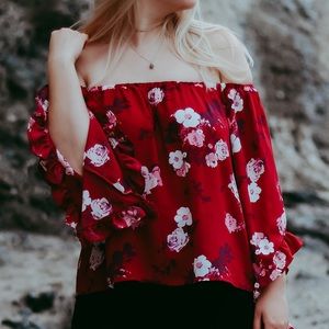 Charlotte Russe Off the Shoulder Floral Top